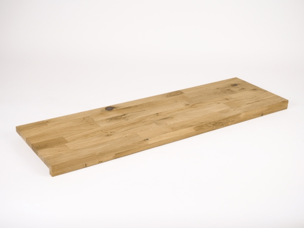 Stair Tread Window Sill Shelf Oak Rustic 20 mm, finger joint lamella KGZ, brushed, untreated, 20x300x1000 mm with overhang